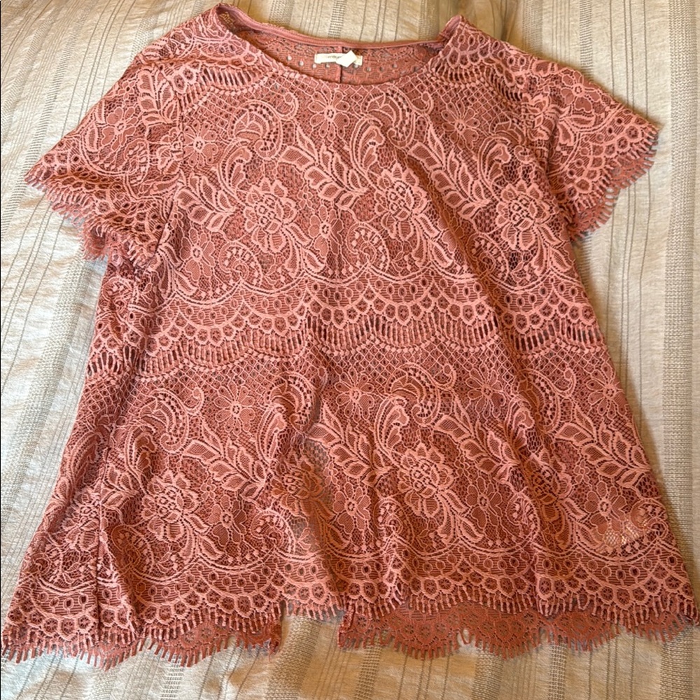 Maurices Pink Lace Blouse with Relaxed Fit